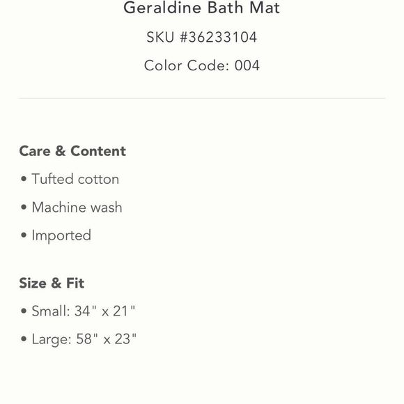 Anthropologie Geraldine Bath Mat Runner Gray White Large NWOT - Picture 5 of 6